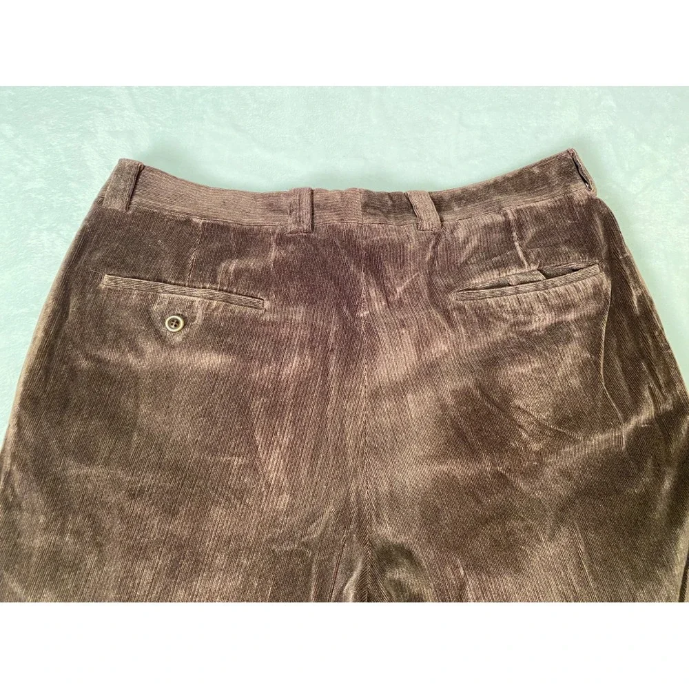Bigsby & Kruthers Mens‎ 36x31 Brown Corduroy Pleated Cuffed Pants Made in Canada